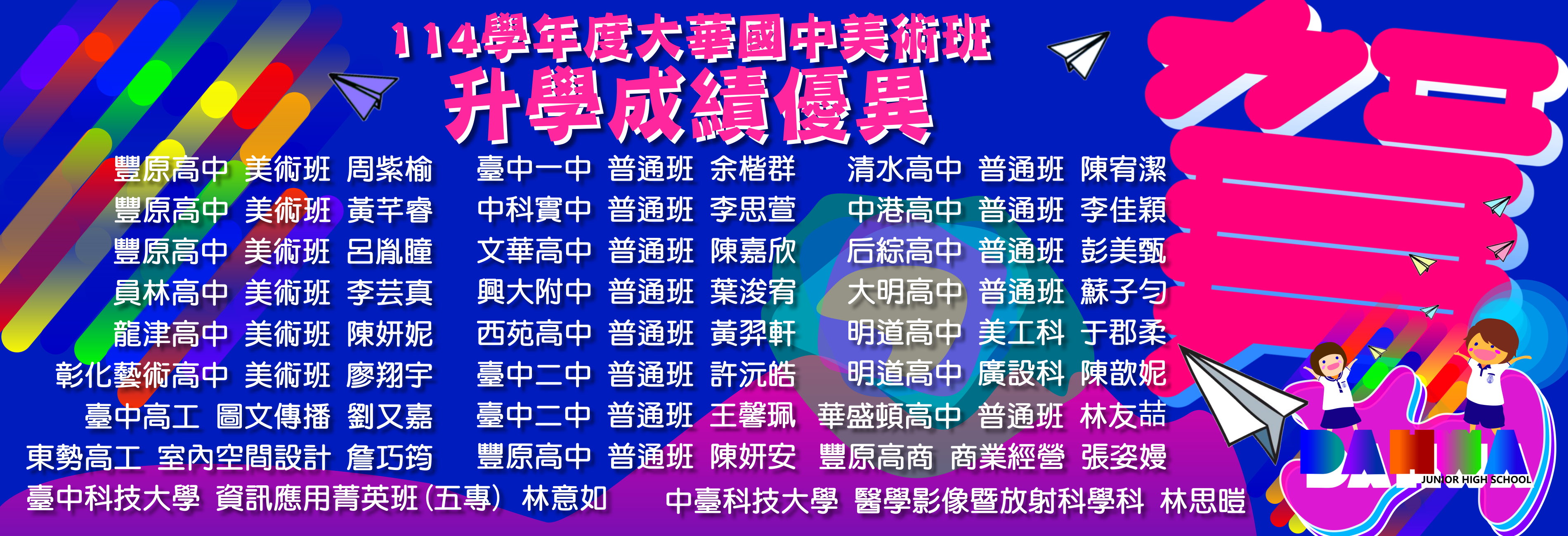 114年美術班榜單(第14屆)